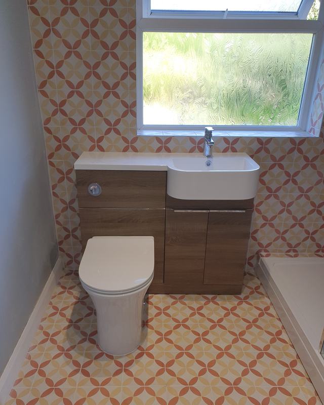 Cloakroom with a wood vanity, Lewes