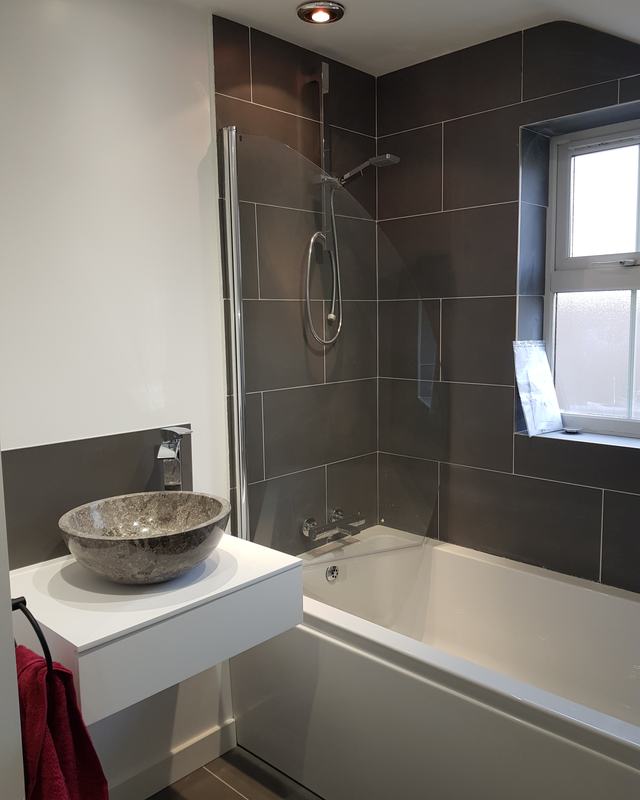 Slate tiled shower room, Rottingdean